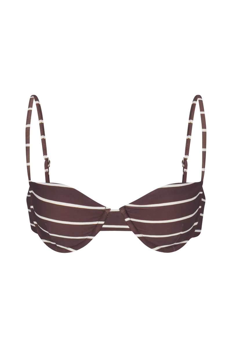 The Balconette Underwire Bikini Top in Espresso Stripes – Salt and