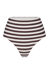 The High-Waist Bikini Bottom in Espresso Stripes