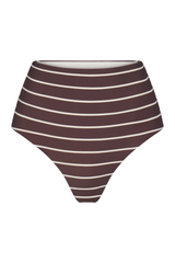The High-Waist Bikini Bottom in Espresso Stripes
