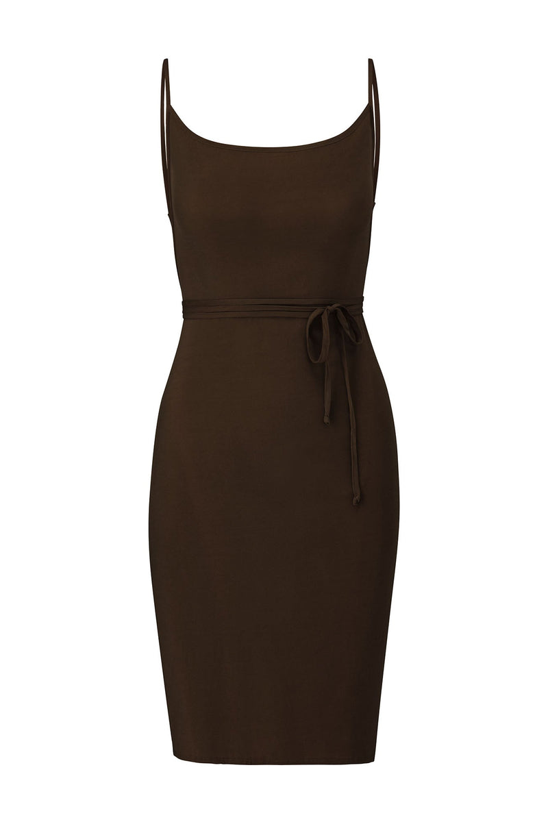 The K.M. Tie Midi Dress in Stretch Cupro