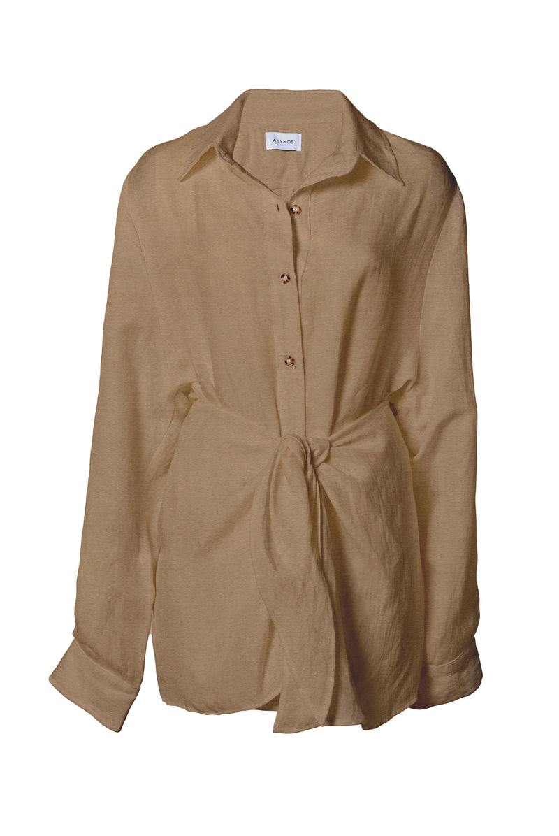 The L.A. Button-Down Wrap Dress in Linen Cupro
