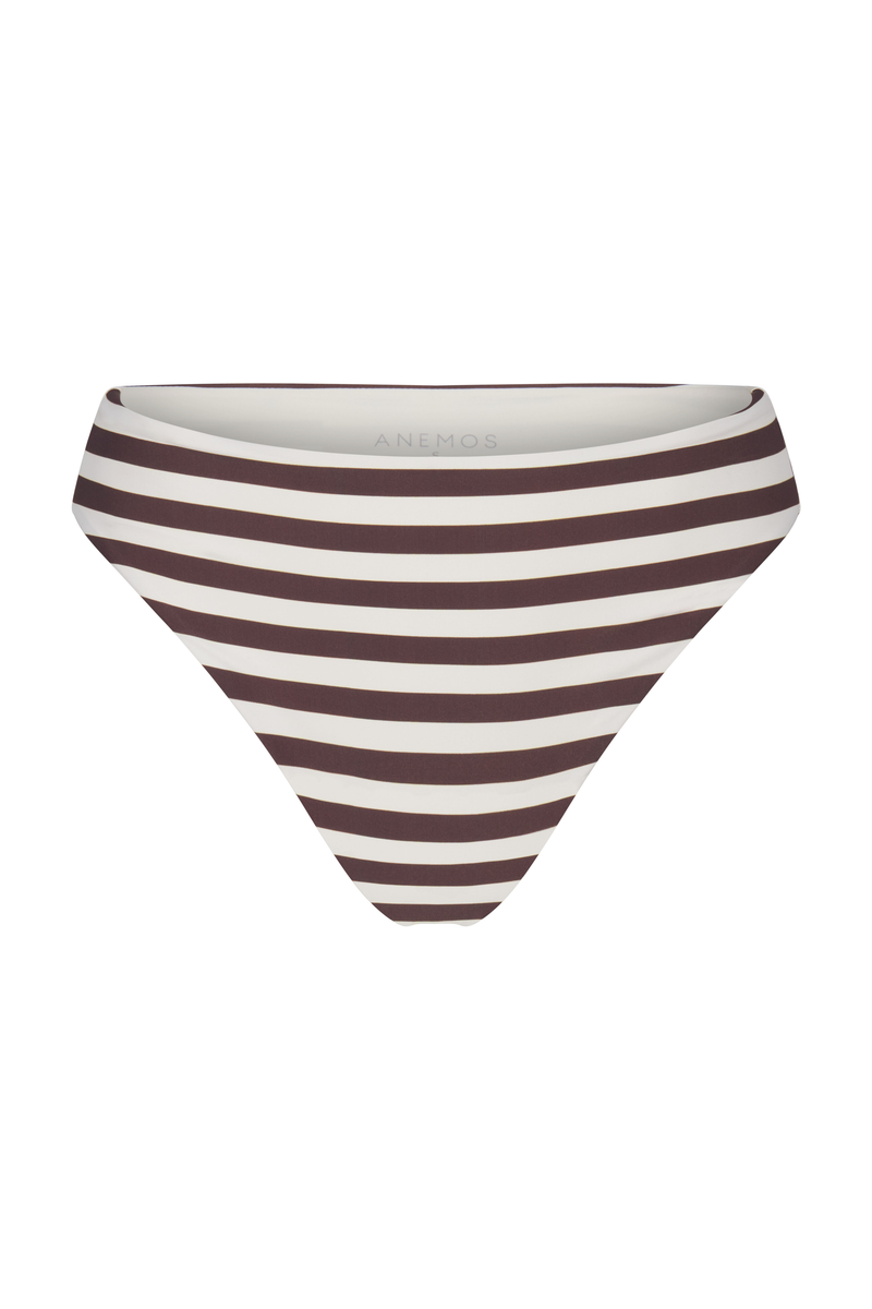 The Midi High-Cut Bikini Bottom In Espresso Stripes