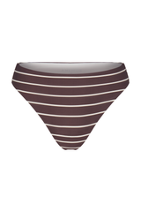 The Midi High-Cut Bikini Bottom In Espresso Stripes