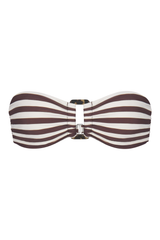 The Tortoise Bandeau Bikini Top In Espresso Stripes