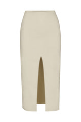 The Front Slit Skirt in Stretch Linen