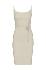 The K.M. Tie Midi Dress in Stretch Linen