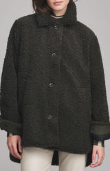 Livi Shearling Shirt Jacket - Preloved | Olive