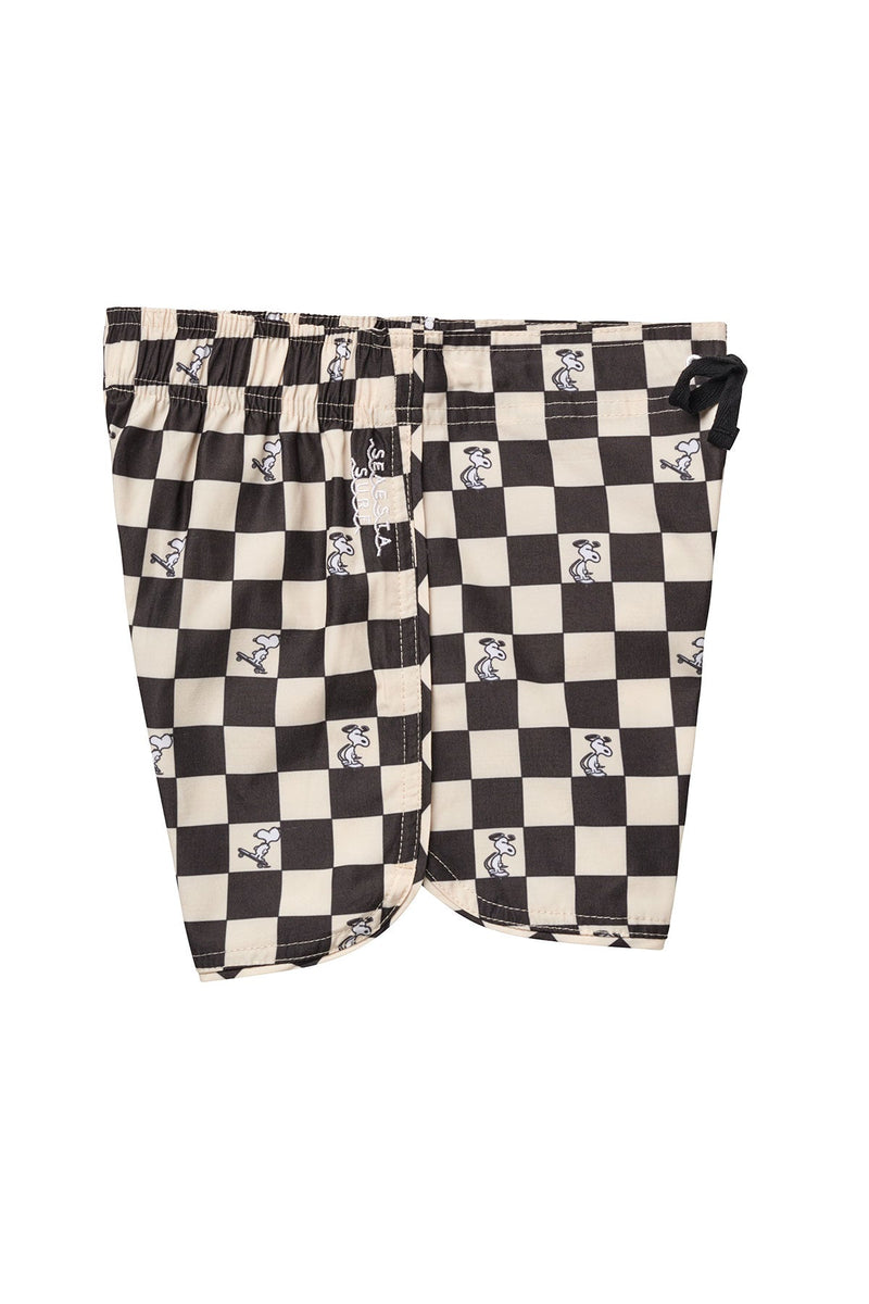 Seaesta Surf x Peanuts® Black & White Checkerboard Board Shorts